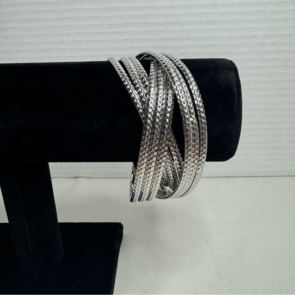 Park Lane Volume Bracelet Silver Bangles Hammered Intertwined Set Of 9